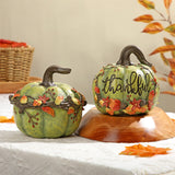 Halloween Fall Resin Carved Green Pumpkin Decor