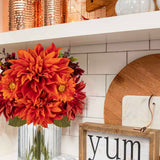 Artificial Dahlia & Mum Silk Flowers with Vase for Home Office