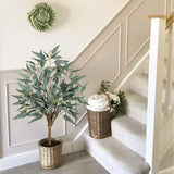 Artificial Eucalyptus Tree Fake Plants Potted with Black Pot for Home Decor - 3ft