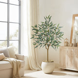 Artificial Eucalyptus Tree Potted Silk Plant with Green Burgundy - 5ft
