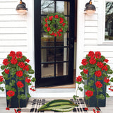 Artificial Geranium Wreath with Red Flowers and Green Leaves