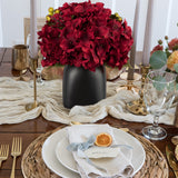 Artificial Hydrangea Potted Flowers with Black Ceramic Vase