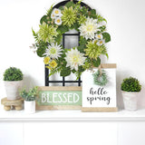 Artificial Dahlia Daisy Flower Wreath for Front Door