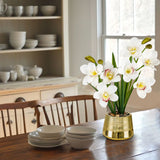 Artificial Orchids Silk Flowers Potted Arrangements for Home Decor