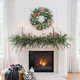 Christmas Norfolk Pine Wreaths for Front Door with Silver Ball-24“