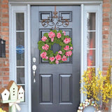 Pink Artificial Geraniums Wreath with Lush Greenery - 20"