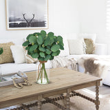 15.4" Artificial Eucalyptus with Faux Water in Glass Vase