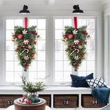 Christmas Teardrop Winter Swag Garland with Red  Pine Cones Decoration