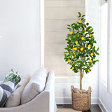 Large Artificial Lemon Tree Floor Plant Potted for Home Decor- 4ft