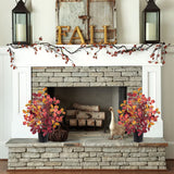 Artificial Fall Small Eucalyptus Tree with Realistic Red Orange Leaves