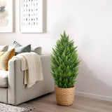 3ft Artificial Cedar Topiary Trees Fake Shrubs Cypress Trees - 2pcs