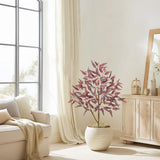 Artificial Eucalyptus Tree Potted Silk Plant with Red Burgundy - 4ft