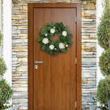 20" Artificial White Camellia Greenery Leaves Wreath