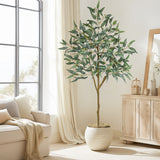 Artificial Eucalyptus Tree Potted Silk Plant with Green Burgundy - 6ft