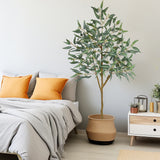 Artificial Eucalyptus Tree Potted Silk Plant with Green Burgundy - 6ft