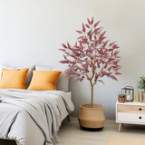 Artificial Eucalyptus Tree Potted Silk Plant with Red Burgundy - 5ft