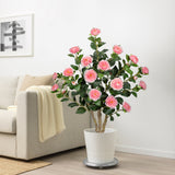 Pink Artificial Camellia Tree Plant Fake Blooming Tree Potted - 3ft