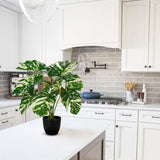 17" Artificial Monstera Plant Faux Monstera Deliciosa Plant in Black Pot - 2pcs