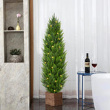 5ft Artificial Cedar Trees Fake Shrubs Cypress Trees with LED Lights Outdoor - 2pcs