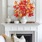 32" Red Artificial Fall Maple Leaf Stems Branches - 3pcs