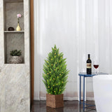 3ft Artificial Cedar Trees Fake Shrubs Cypress Trees with LED Lights Outdoor - 2pcs