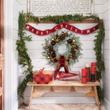 Artificial Norfolk Pine Christmas Wreath with Gold& Red Bows & Ball -24"