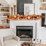 Artificial Fall Leaves Lights Garland Decor with Pumpkins Berries