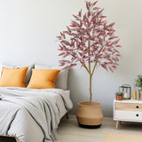 Artificial Eucalyptus Tree Potted Silk Plant with Red Burgundy - 6ft