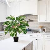 2ft Artificial Monstera Plant Faux Monstera Deliciosa Plant in Black Pot - 2pcs