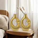 Gold Donut Ceramic Vase Set of 2