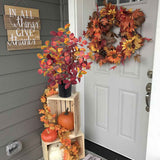 Artificial Fall Small Eucalyptus Tree with Realistic Red Orange Leaves