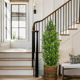 4ft Artificial Cedar Trees Fake Shrubs Cypress Trees with LED Lights Outdoor - 2pcs
