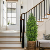 4ft Artificial Cedar Topiary Trees Fake Shrubs Cypress Trees - 2pcs