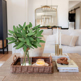 15.4" Artificial Long Narrow-leaf Eucalyptus with Faux Water in Glass Vase