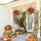 Artificial Fall Boston Fern Hanging Plant with Black Baskets