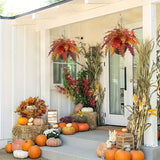 Artificial Fall Boston Fern Hanging Plant with Brown Baskets