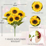 Artificial Sunflowers Bouquet 17 Inch Fake Silk Yellow Flowers with Stems Realistic