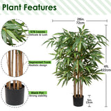 4ft Artificial Bamboo Silk Tree Large Fake Floor Plants Potted - 2pcs
