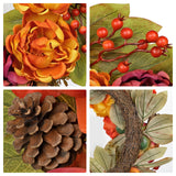 Artificial Fall Peony Wreath with Maple Leaves & Berries for Front Door – 24"