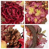 Artificial Fall Dahlia Flower Wreath for Thanksgiving Halloween - 24"