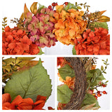 Artificial Fall Hydrangea Flowers Wreath for Front Door – 24"