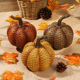 Fall Woven Resin Pumpkins Decorative for Home Thanksgiving Harvest Halloween - 3 Pack