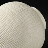 White Wide Belly Round Ceramic Vase Vase with Linear - 9"