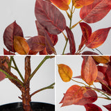 Artificial Fall Small Elm Tree with Realistic Red Orange Leaves