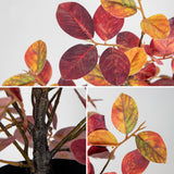 Artificial Fall Small Eucalyptus Tree with Realistic Red Orange Leaves