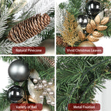 Christmas Norfolk Pine Wreaths for Front Door with Silver Ball-24“