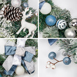 Sliver & Blue Christmas Garland Ornaments with Bows & Balls Decor
