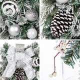 Artificial Winter Christmas Teardrop Swag Garland with White Ribbons