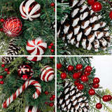 Christmas Teardrop Winter Swag Garland with Red  Pine Cones Decoration
