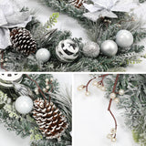 Silver Christmas Garland Ornaments with Bows & Balls Decor